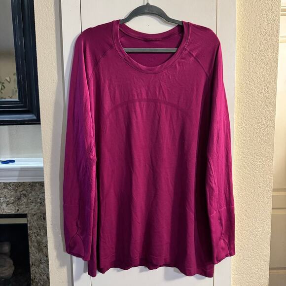 Lululemon Swiftly Tech Long-Sleeve Shirt 2.0 Waist Length Raspberry Activewear - Picture 3 of 6